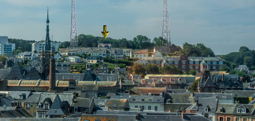 Simulation Fécamp d'aujourd'hui avec antennes de 1933