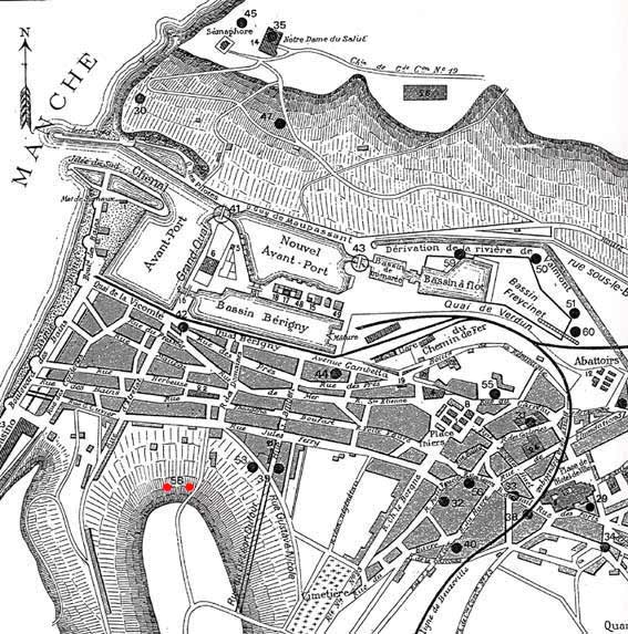 Emplacement des pylônes de Radio Normandie